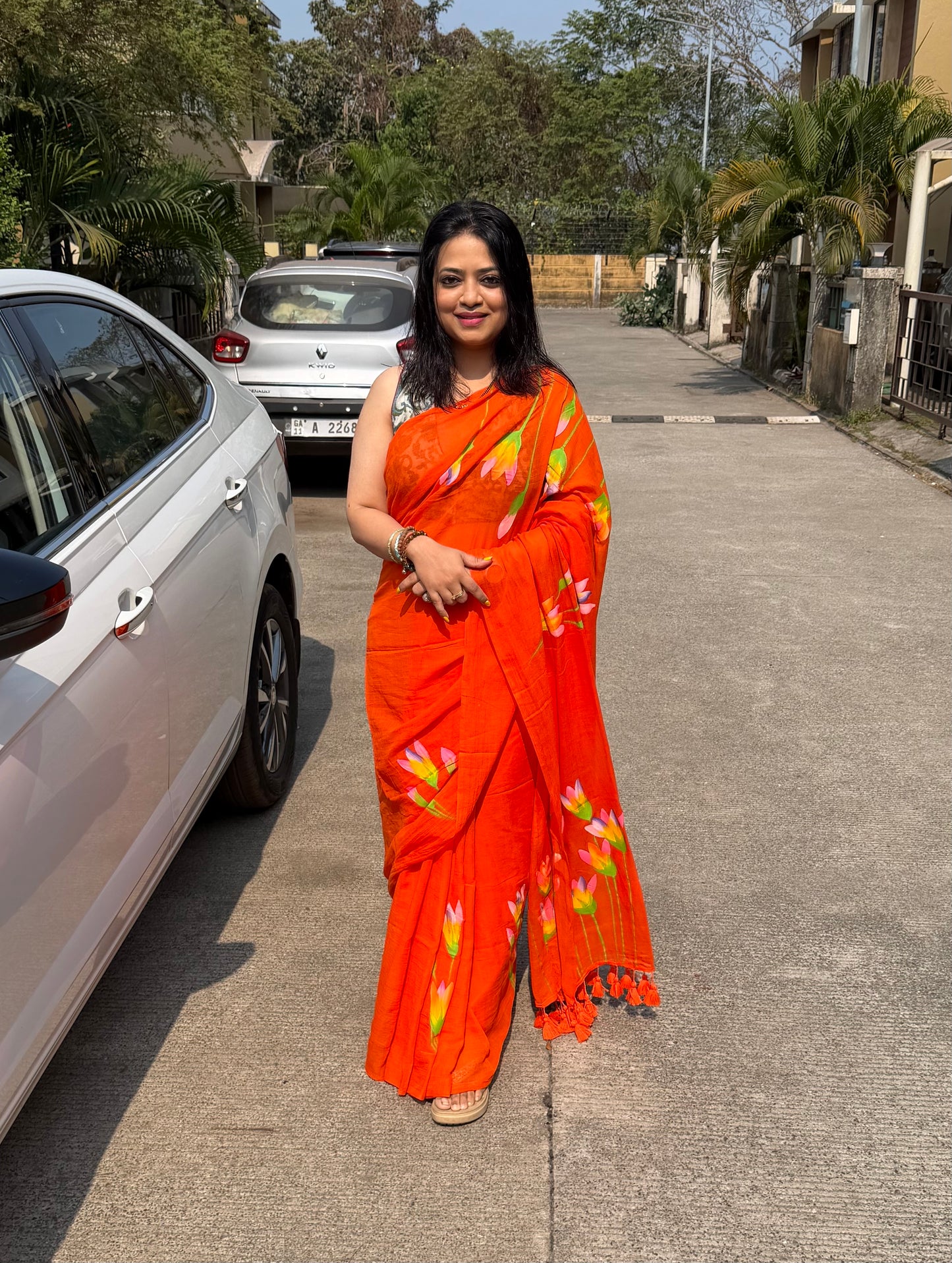 Phulkari Hand Painted Saree