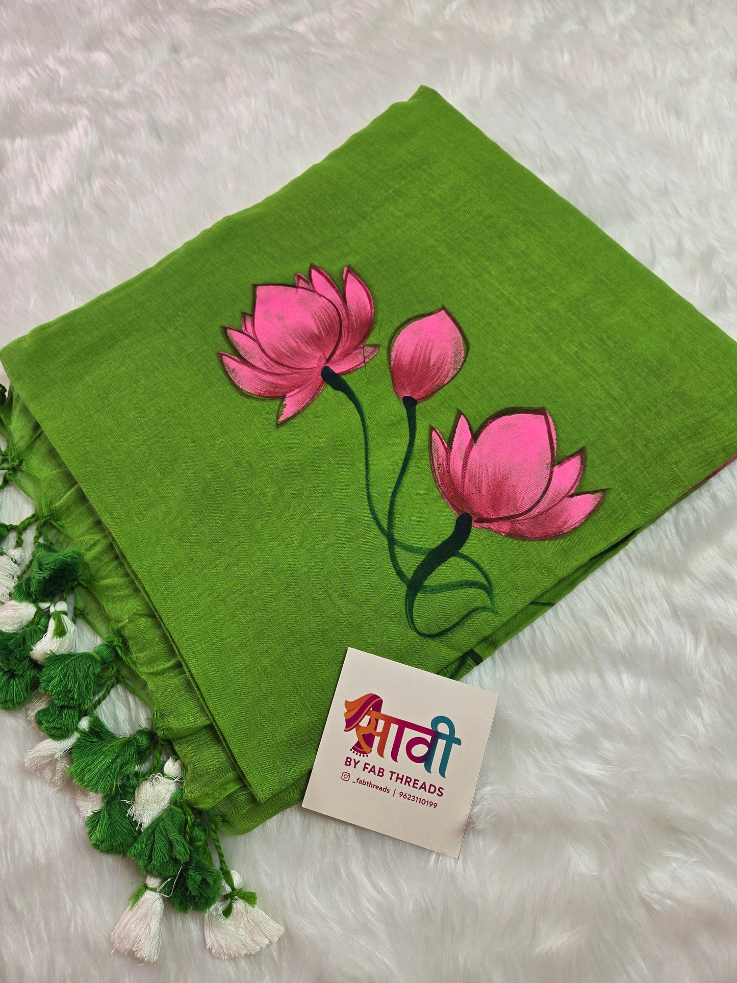 Pischwai Lotus Hand Painted Saree