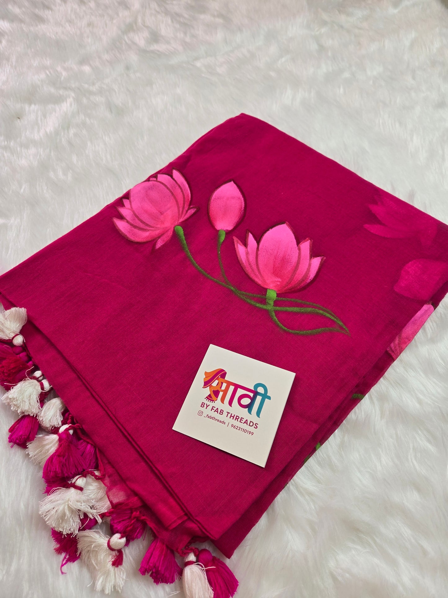Pischwai Lotus Hand Painted Saree