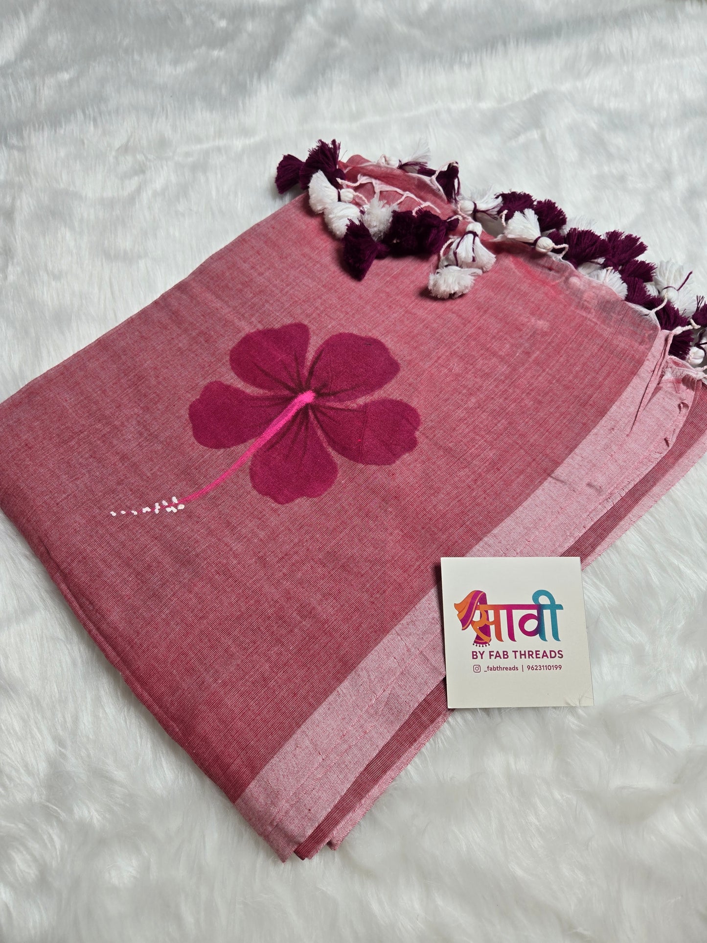 Hibiscus Hand Painted Saree