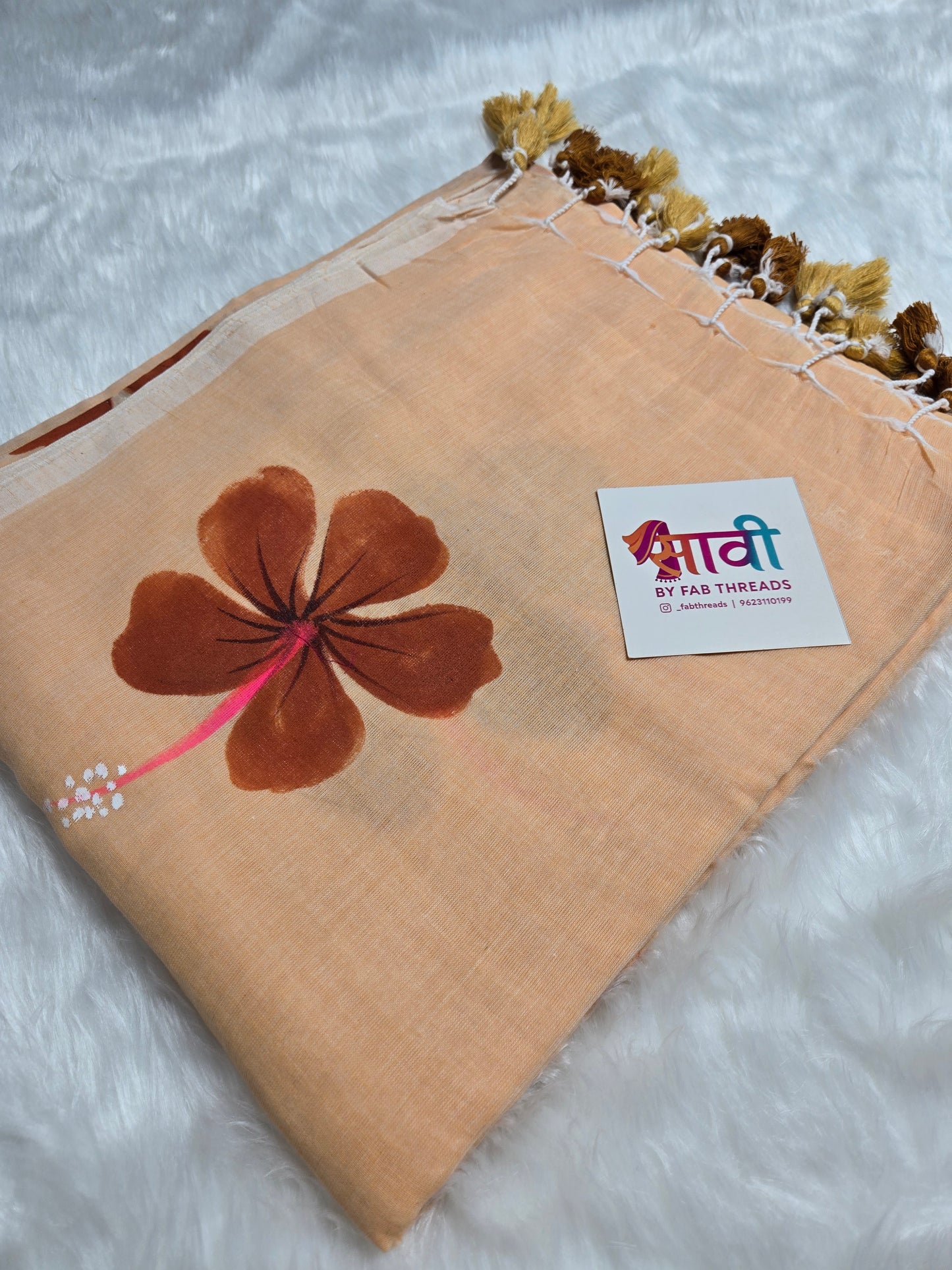 Hibiscus Hand Painted Saree