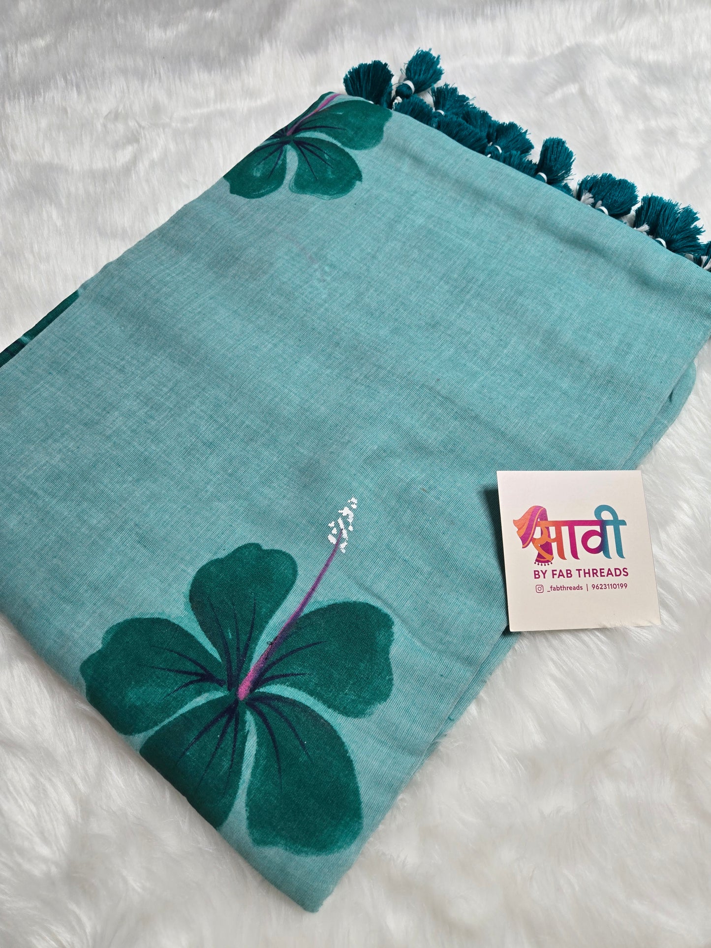 Hibiscus Hand Painted Saree