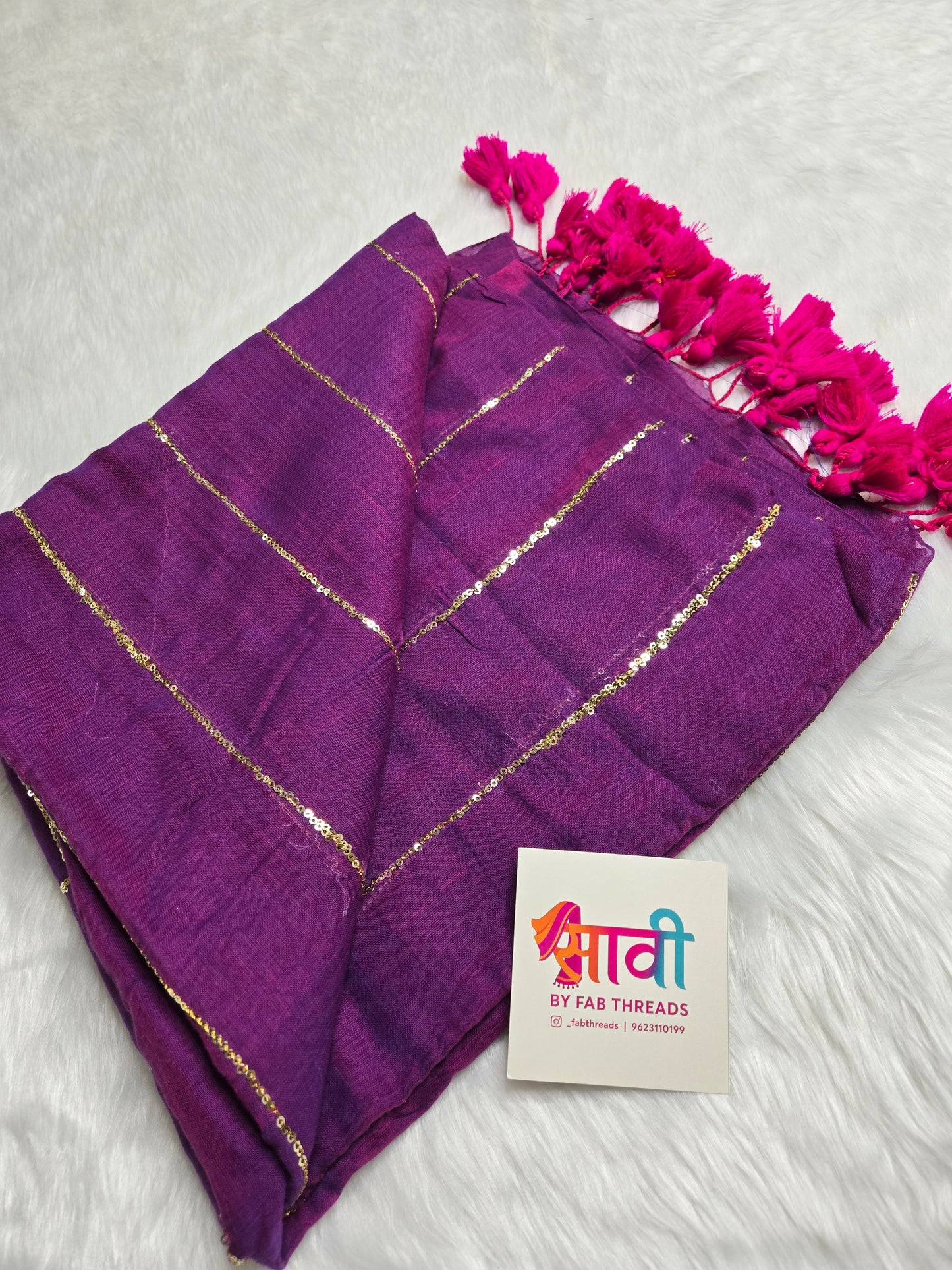 Sequins Mul Cotton Saree