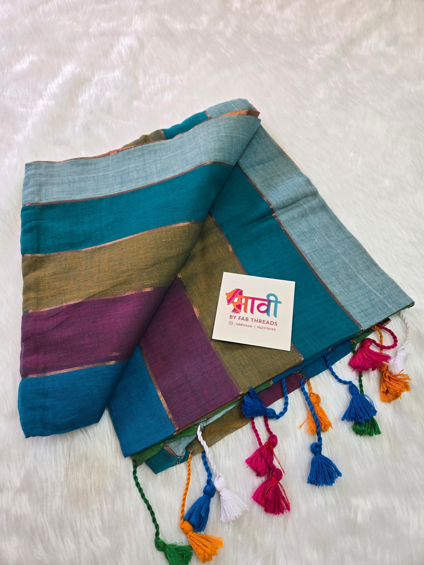 Rainbow Mul Cotton Saree