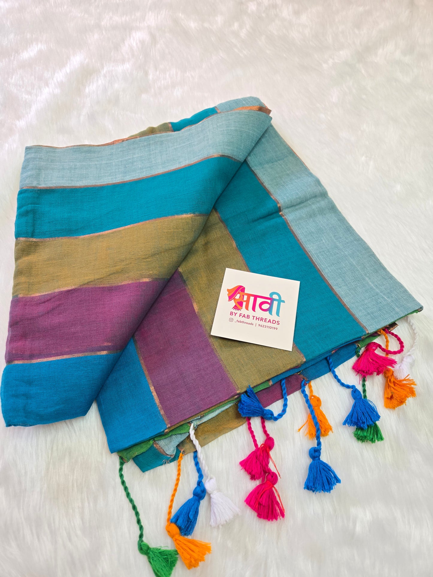 Rainbow Mul Cotton Saree