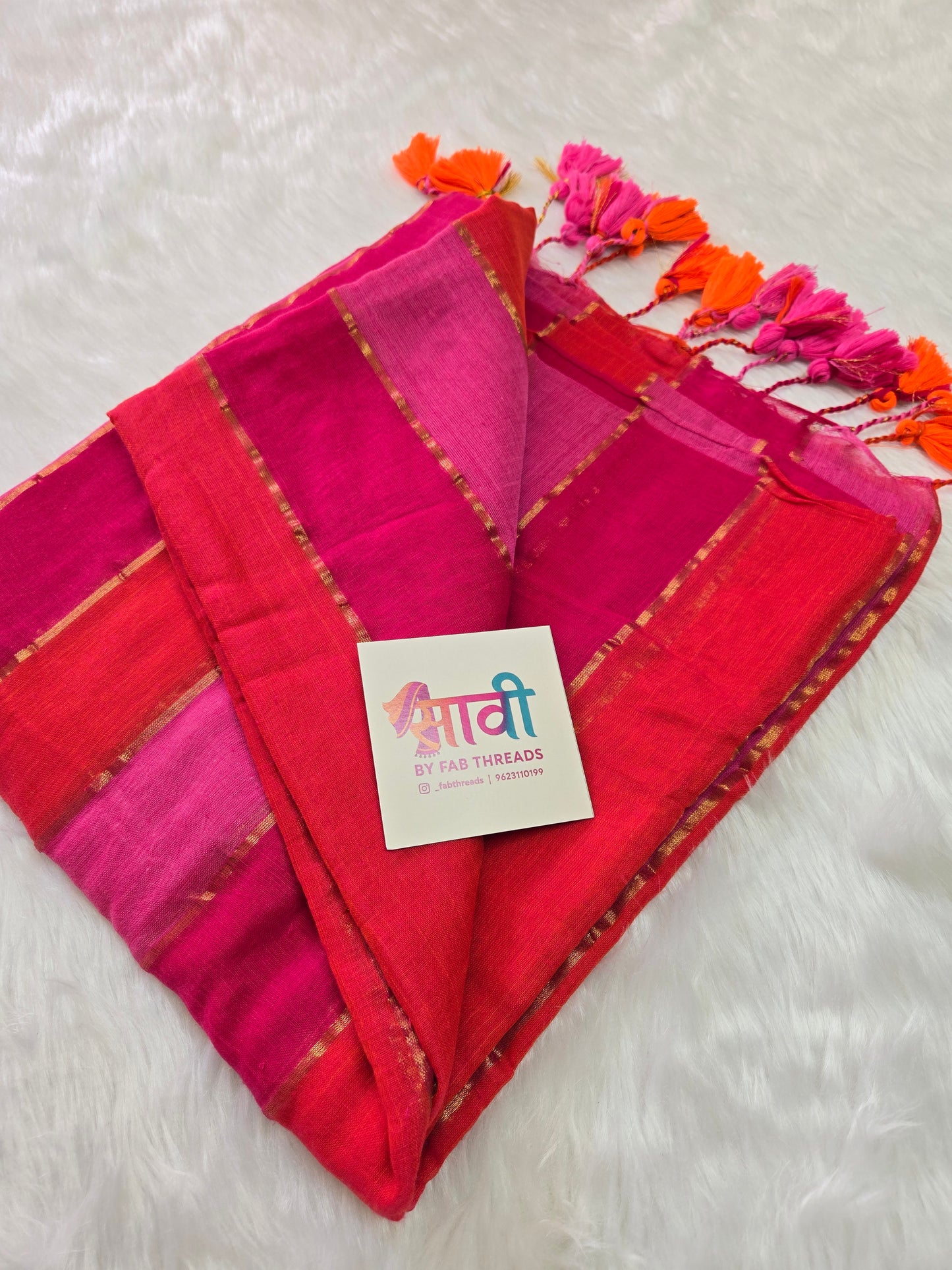 Rainbow Mul Cotton Saree
