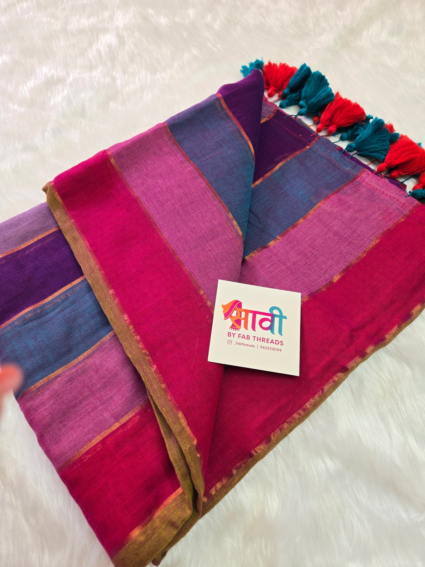 Rainbow Mul Cotton Saree