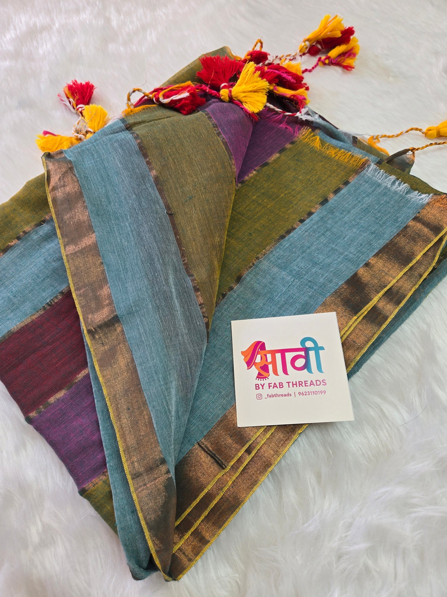 Rainbow Mul Cotton Saree