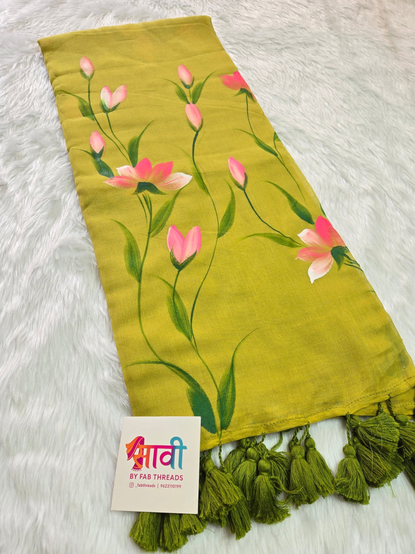 Blush Bloom Hand Painted Mul Cotton Saree