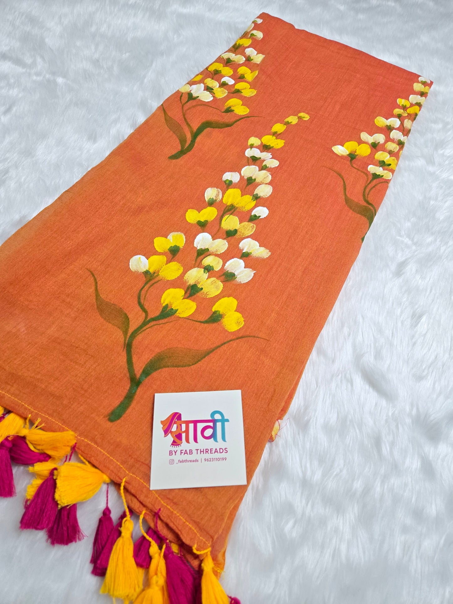 Sunheri Gul Mul Cotton Saree