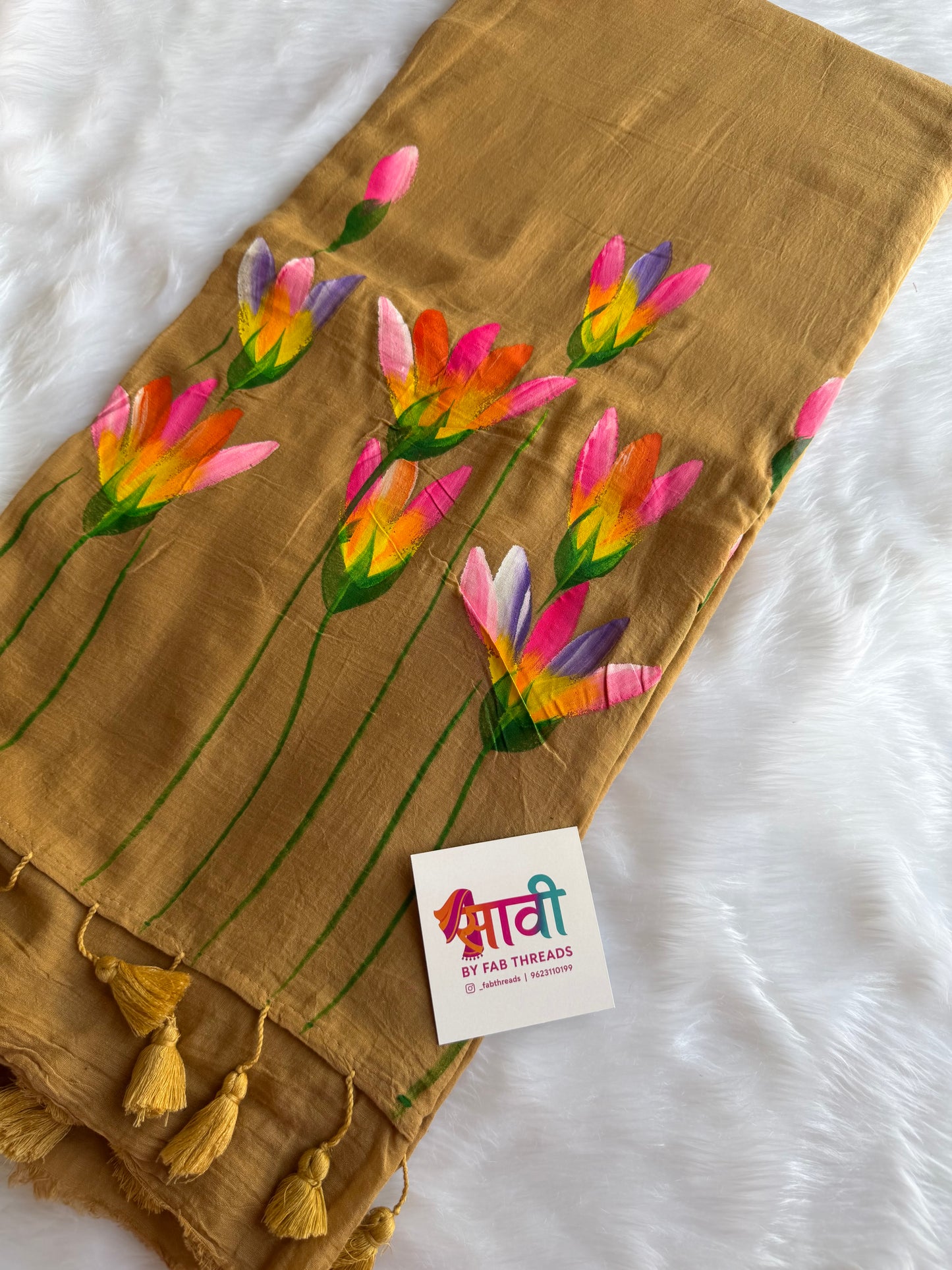 Phulkari Hand Painted Saree