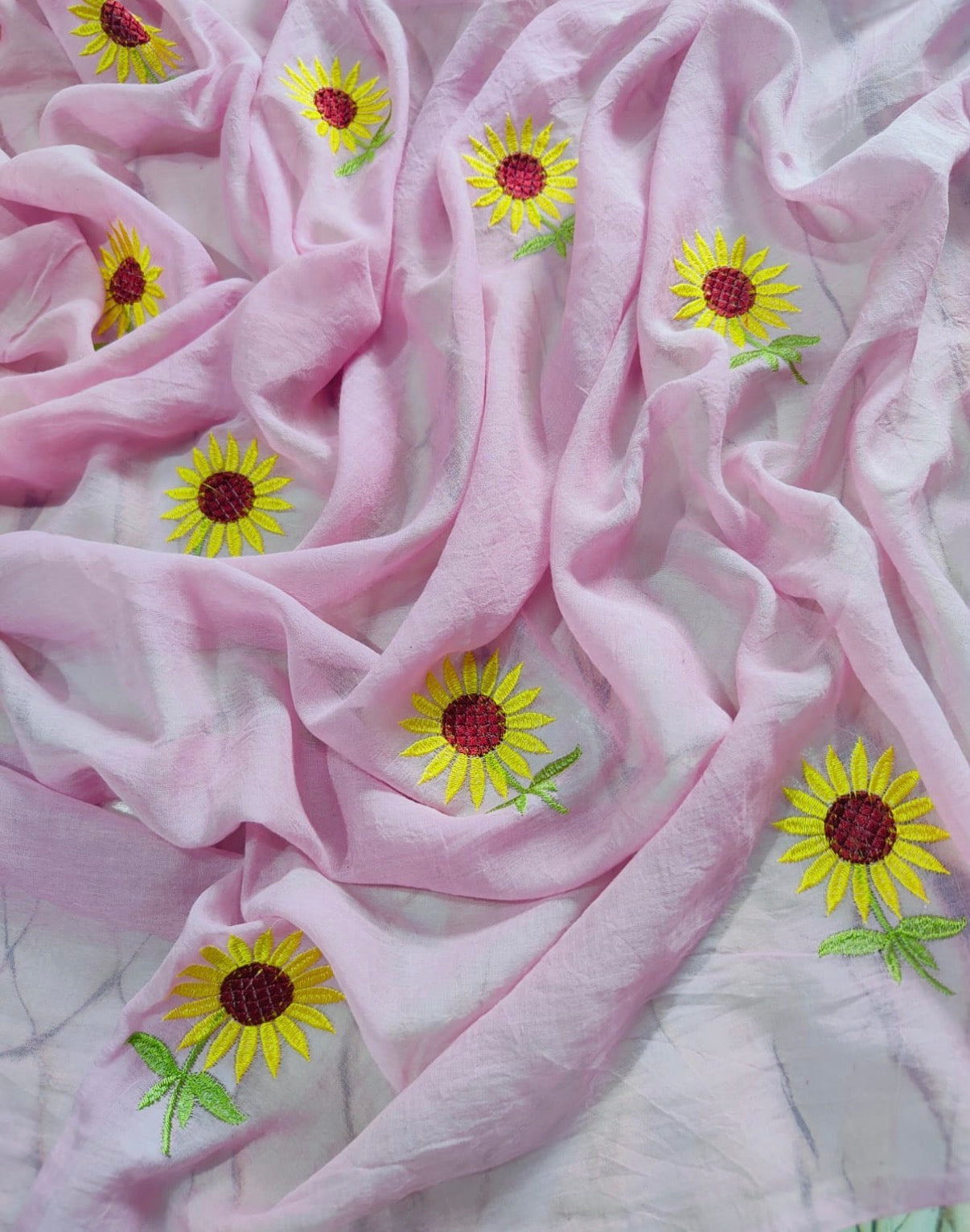 Sunflower Embroidered Saree