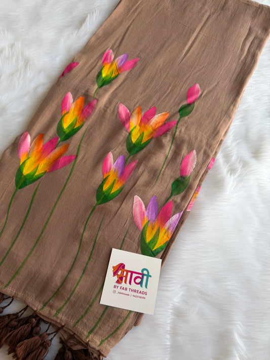 Phulkari Hand Painted Saree