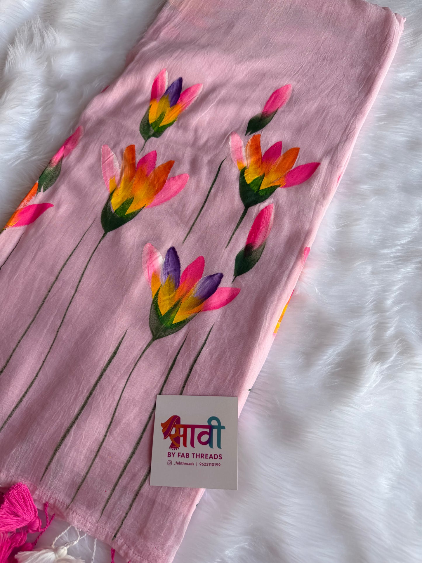 Phulkari Hand Painted Saree