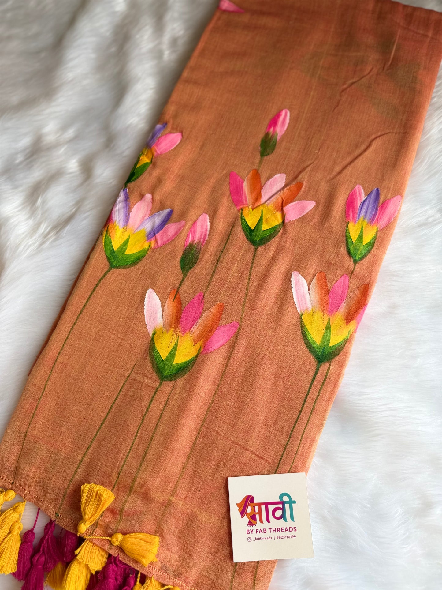 Phulkari Hand Painted Saree