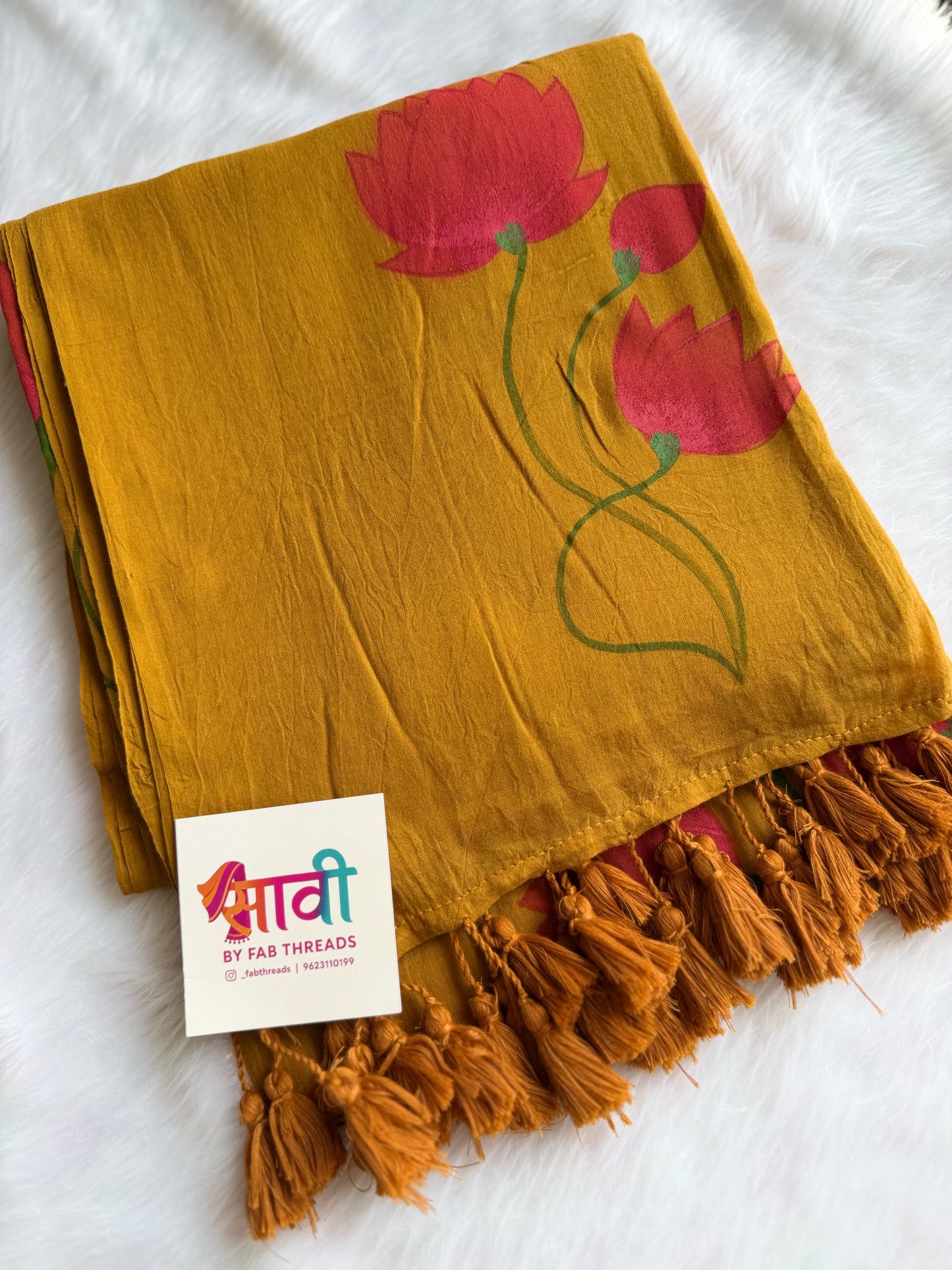 Pischwai Lotus Hand Painted Saree