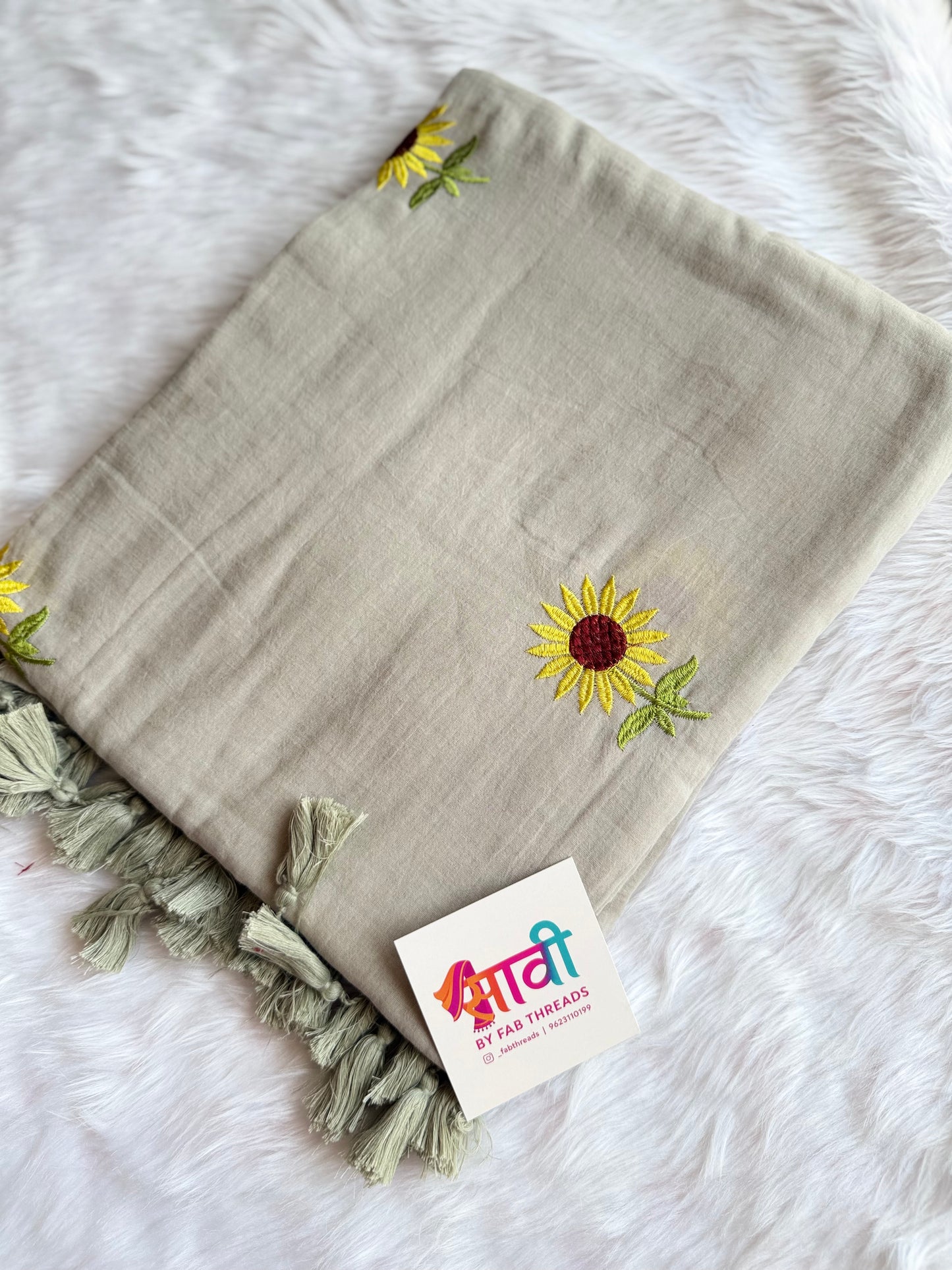Sunflower Embroidered Saree