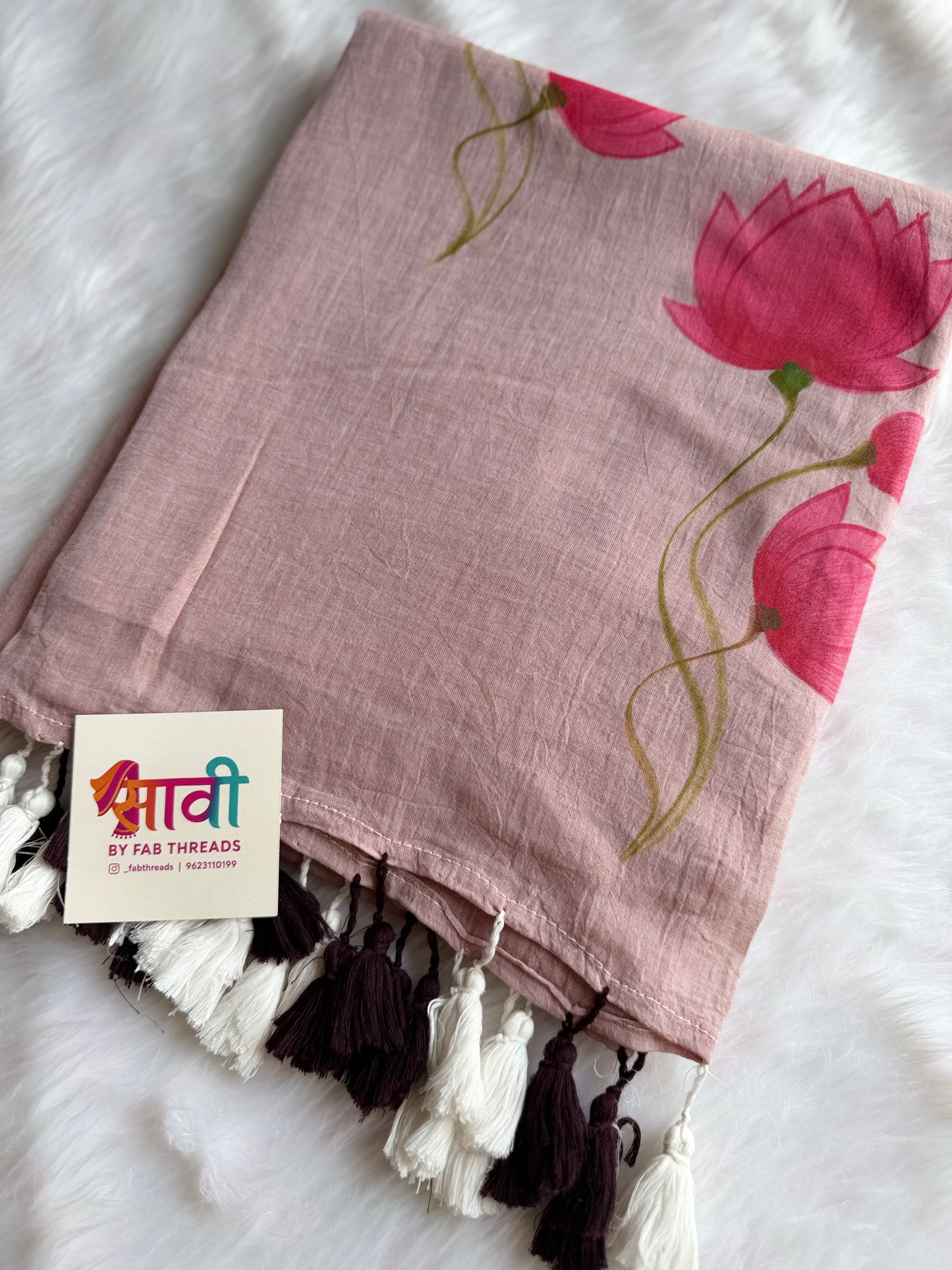 Pischwai Lotus Hand Painted Saree