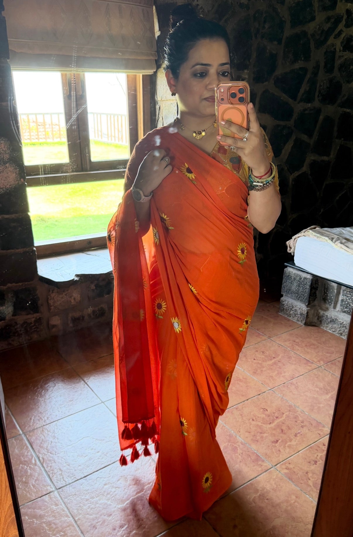 Sunflower Embroidered Saree