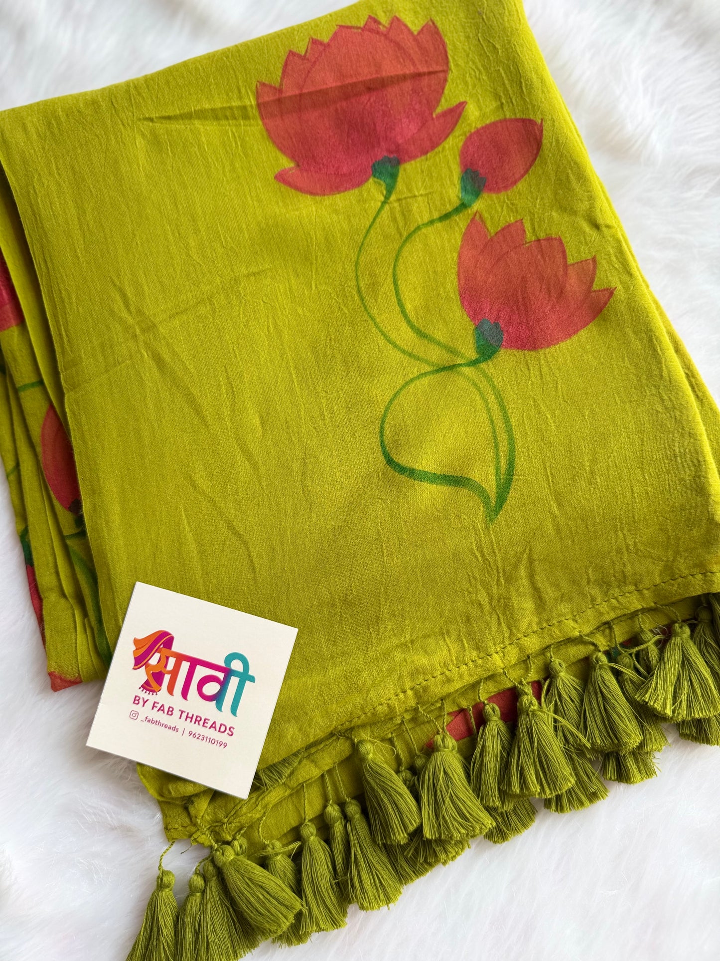 Pischwai Lotus Hand Painted Saree