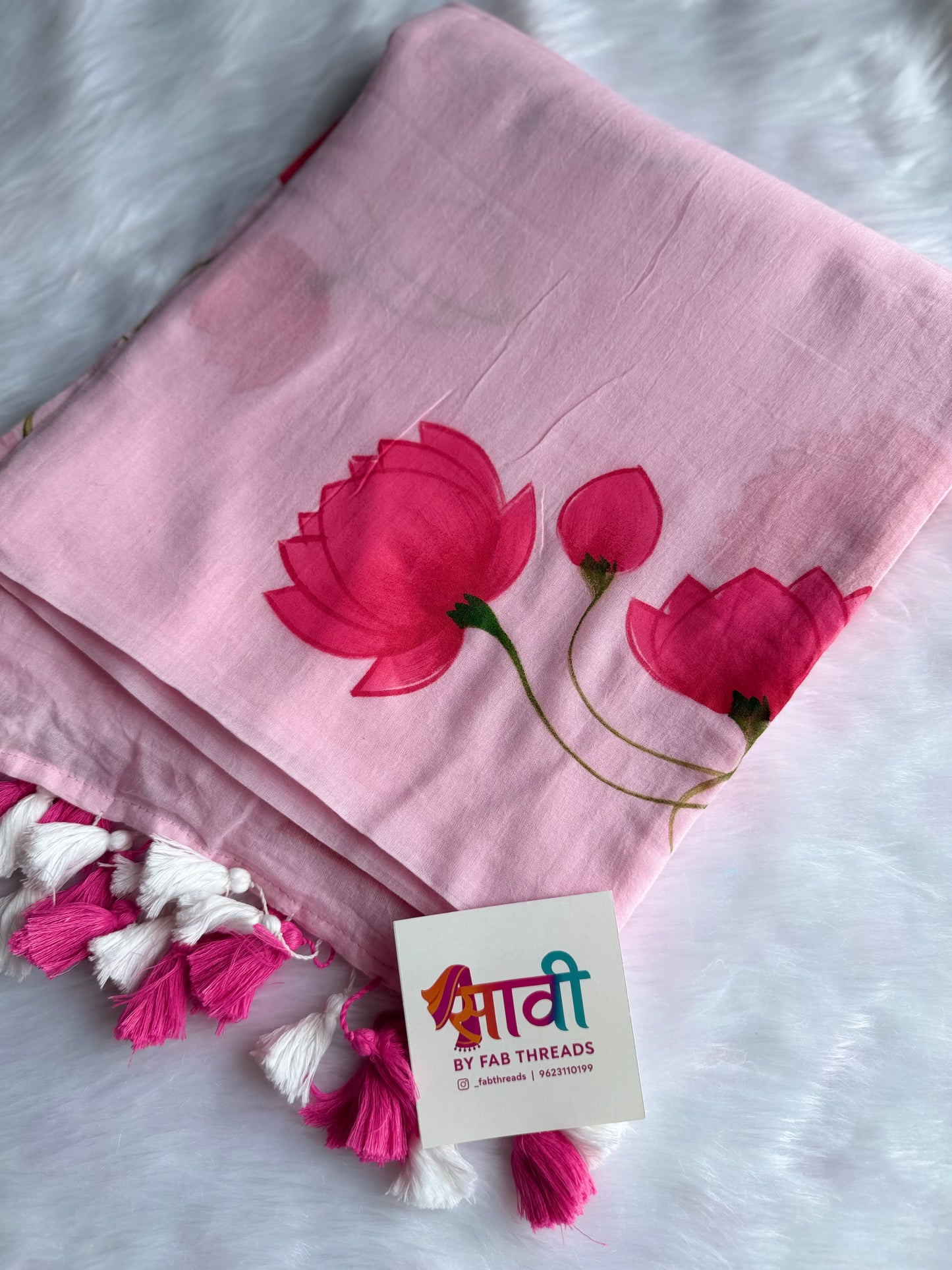 Pischwai Lotus Hand Painted Saree