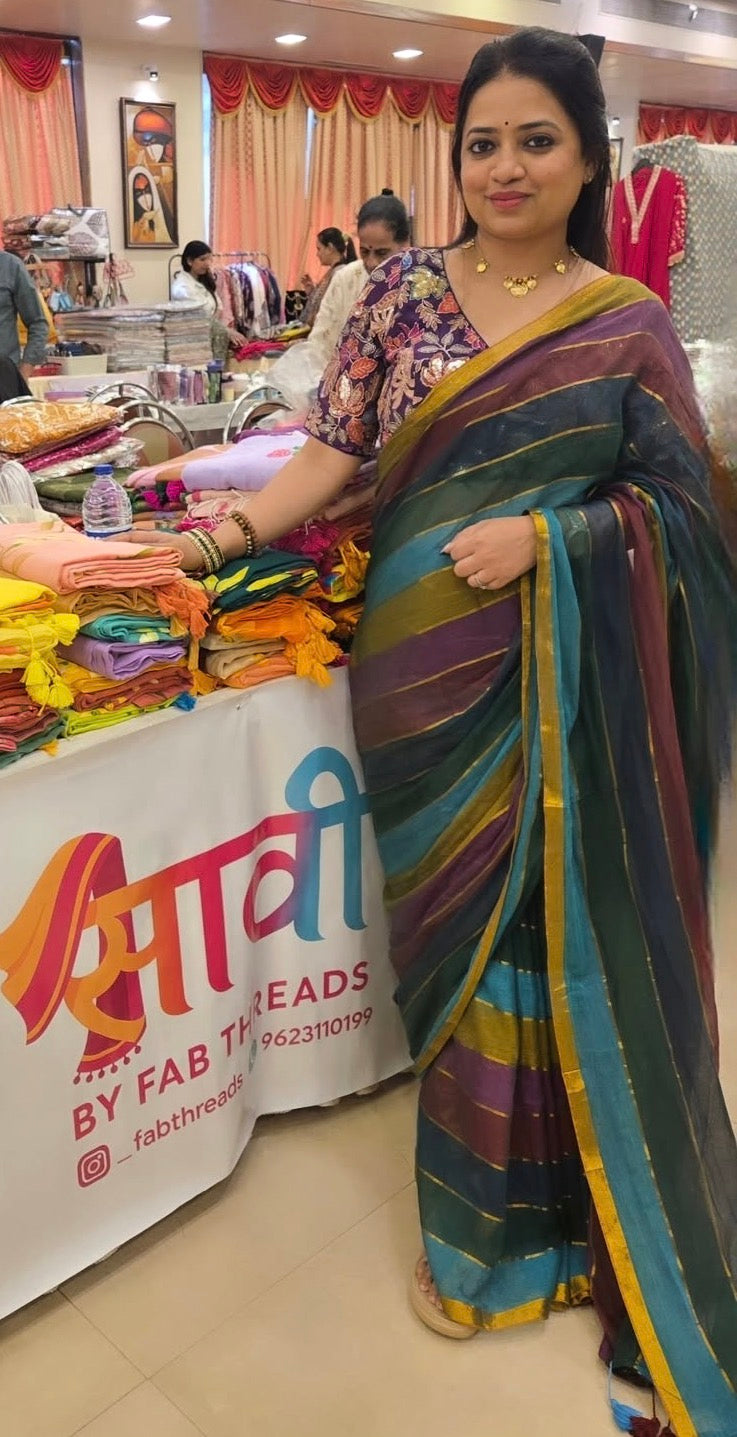 Rainbow Mul Cotton Saree