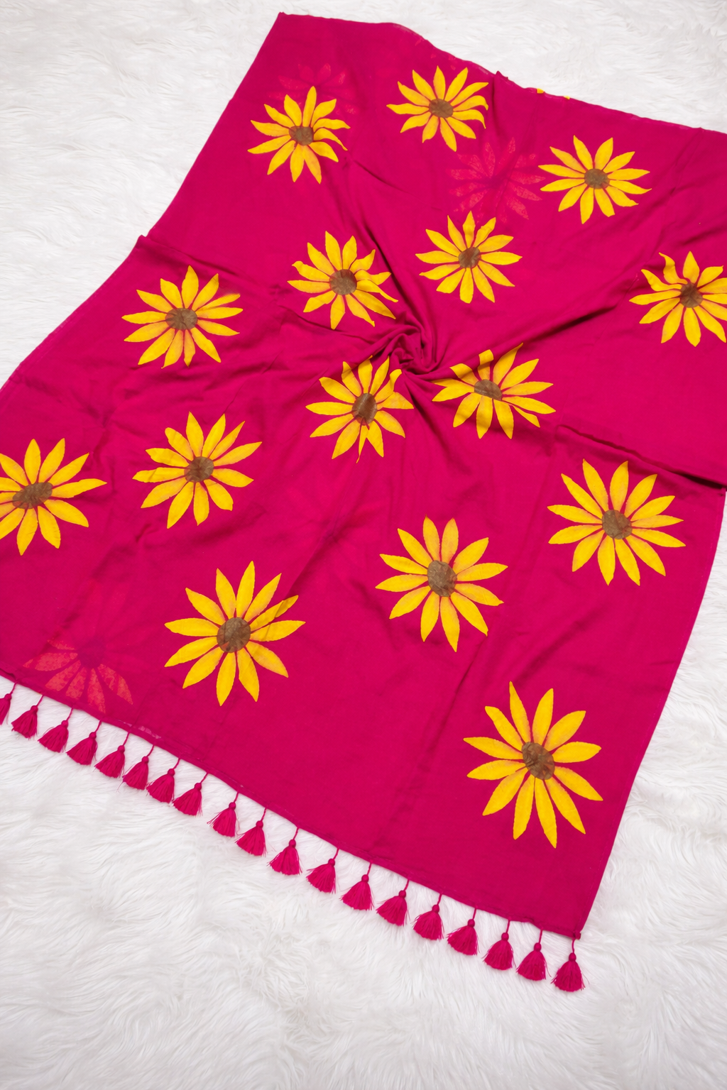 Sunflower Hand Painted Mul Cotton Saree