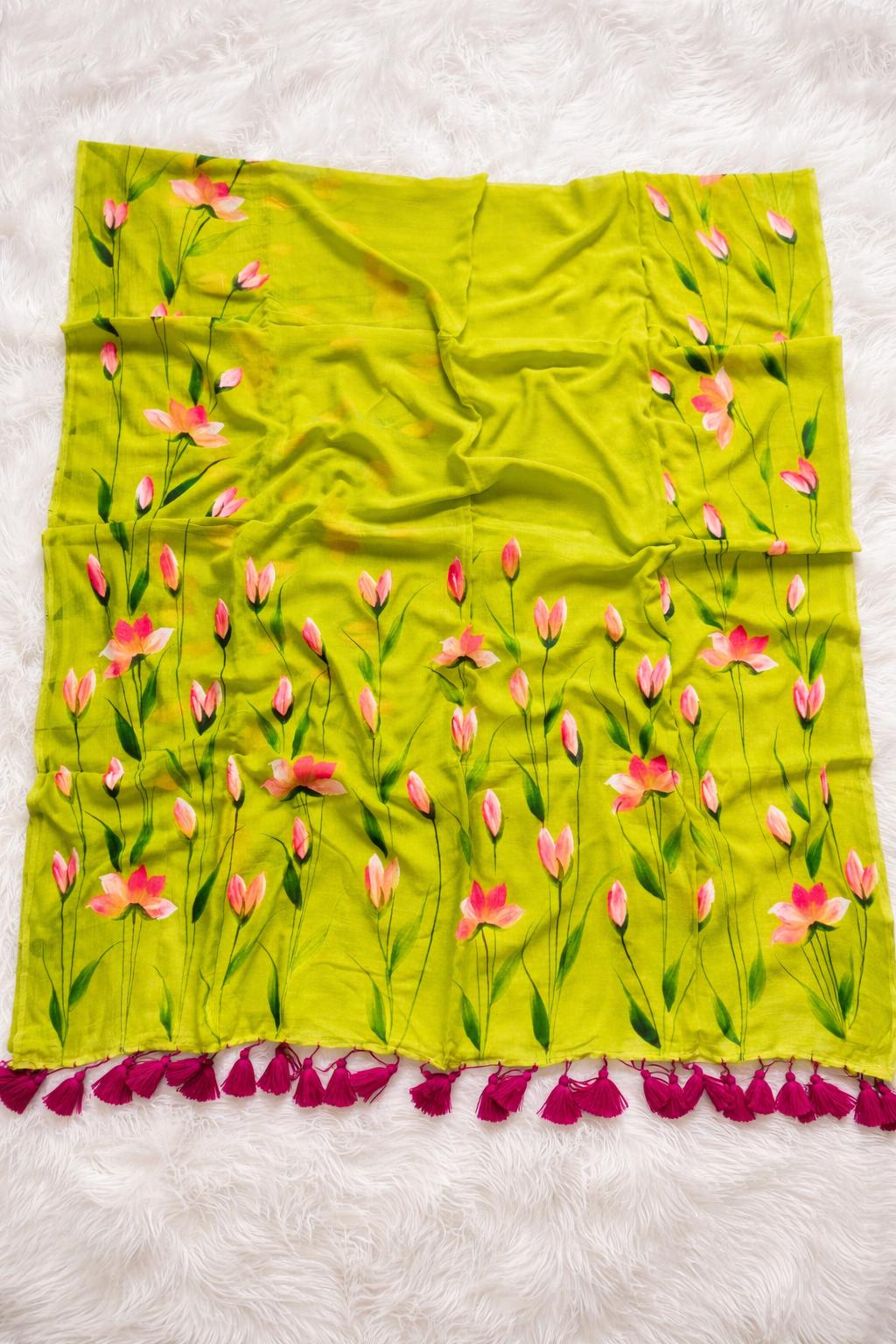 Blush Bloom Hand Painted Mul Cotton Saree