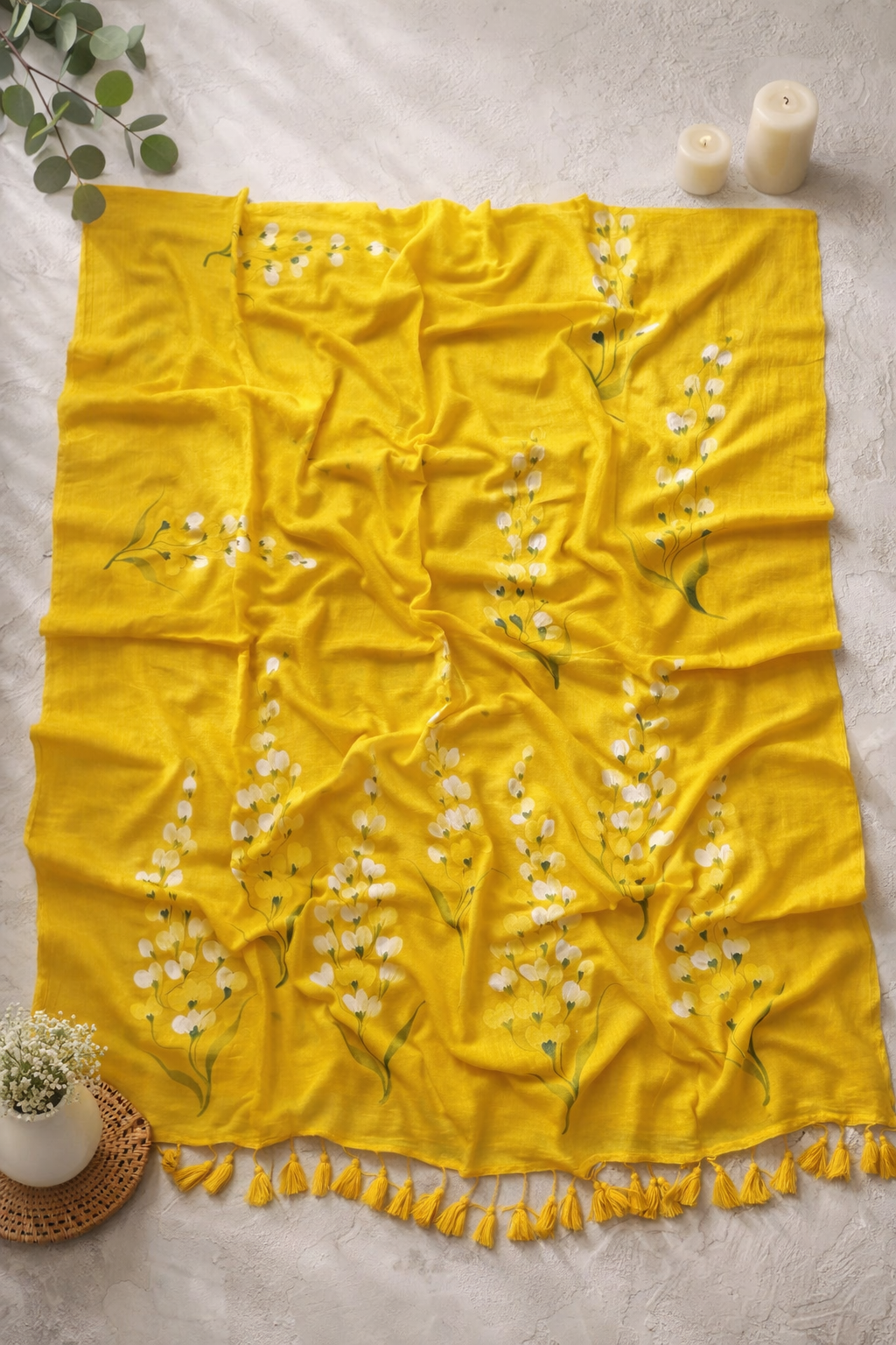 Sunheri Gul Mul Cotton Saree